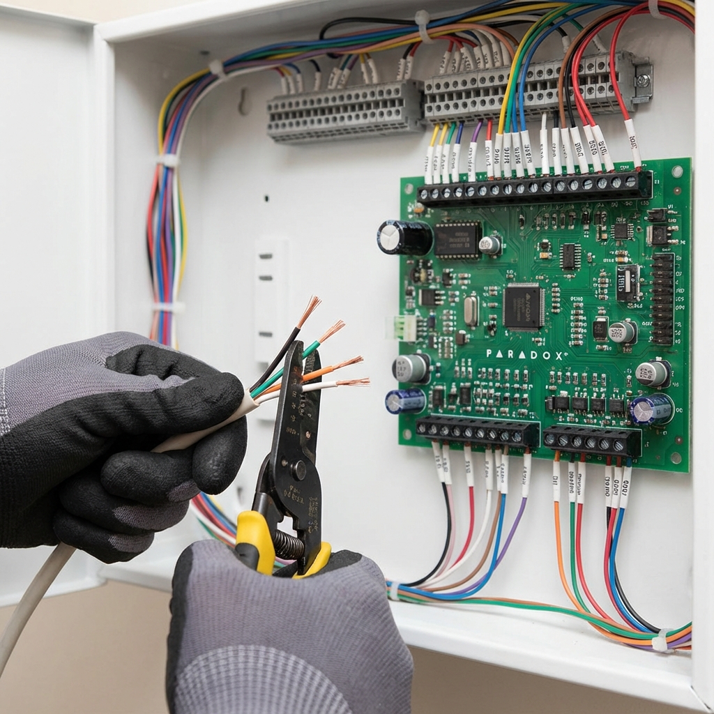 GSS technician installing a Hikvision facial recognition terminal for a Cape Town business.