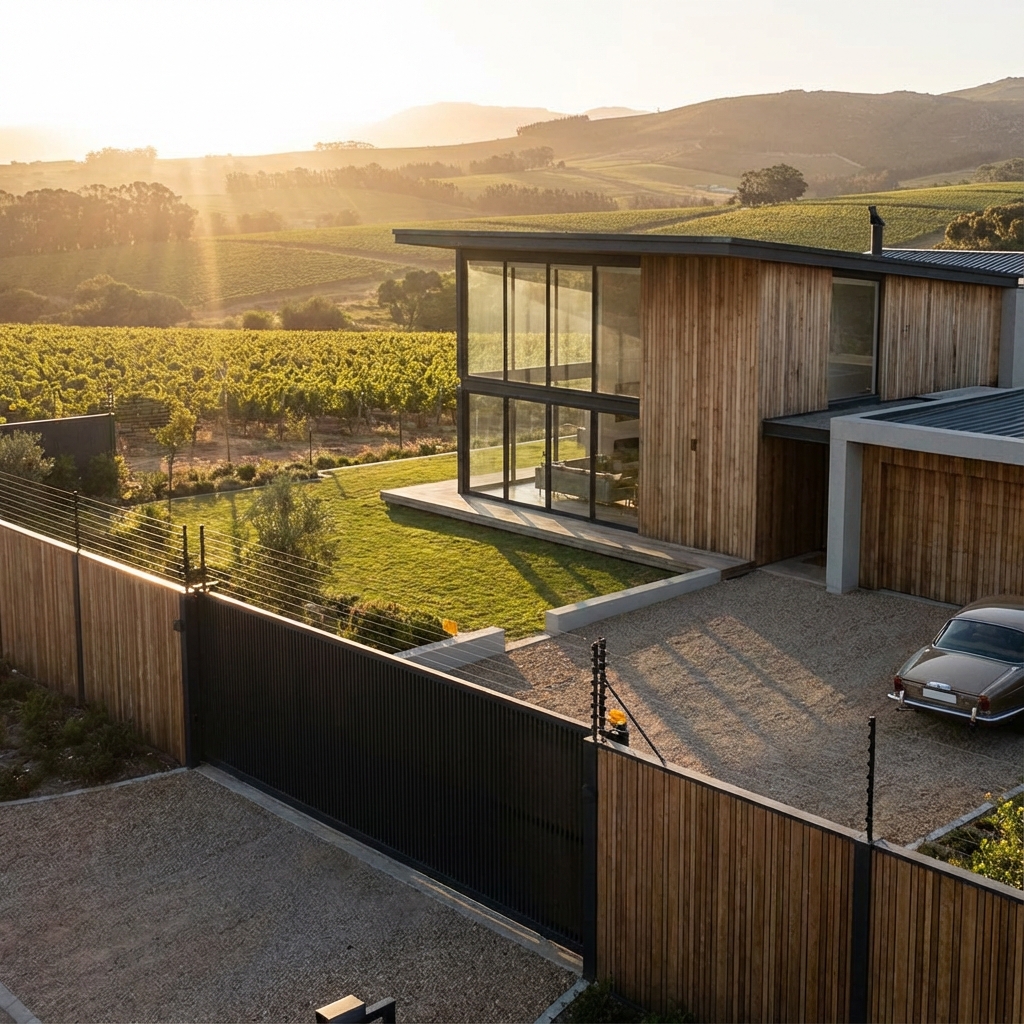 Modern Durbanville estate home with certified electric fencing and alarm system