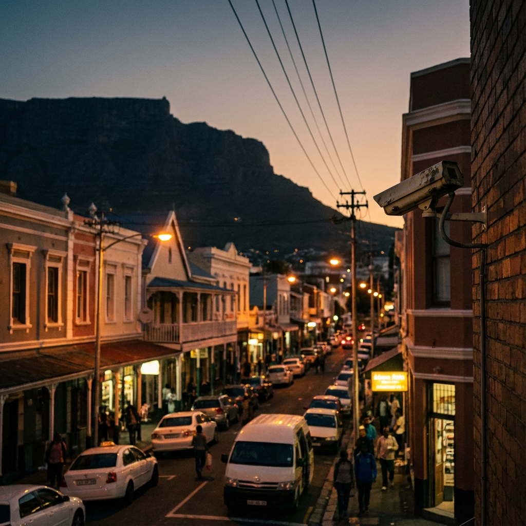 Kensington street with high-visibility CCTV cameras and deterrent signage